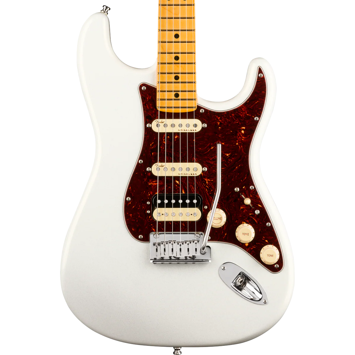 Fender American Ultra Stratocaster HSS Maple Fingerboard Arctic Pearl Electric Guitar With Case