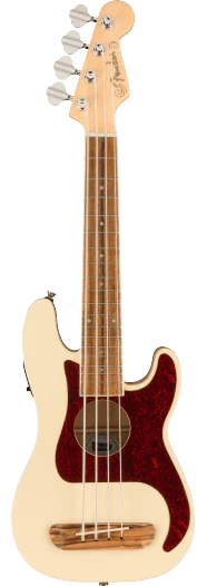 Fender Fullerton Precision Bass Uke, Walnut Fingerboard, Tortoiseshell Pickguard, Olympic White - See Description