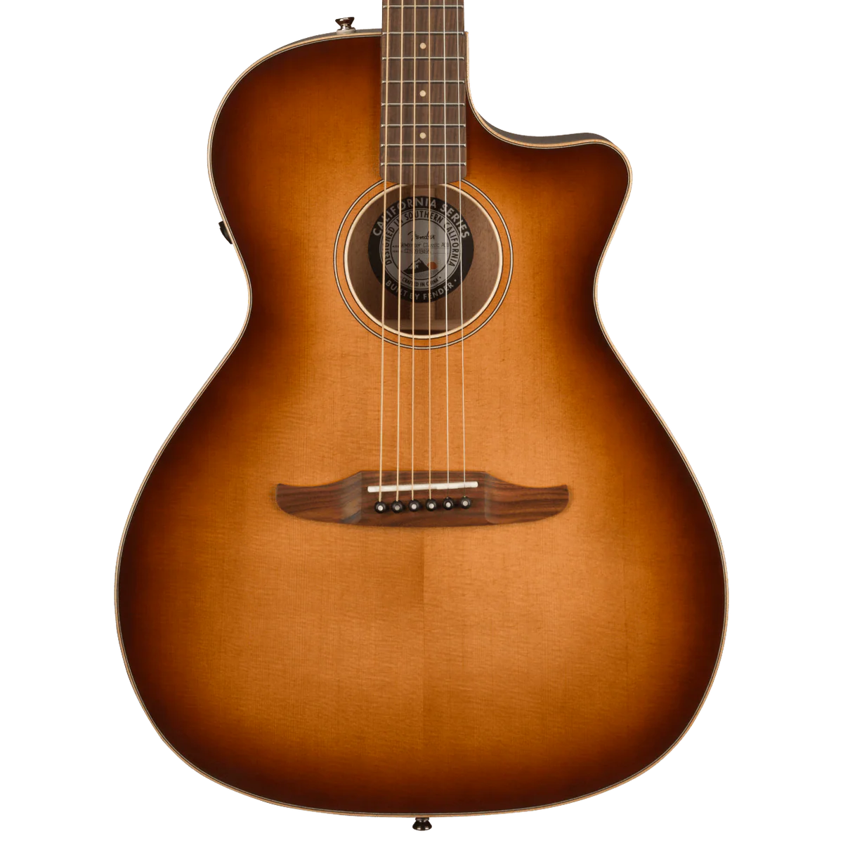 Fender Newporter Classic Pau Ferro Fingerboard Aged Cherry Burst Acoustic Guitar With Bag