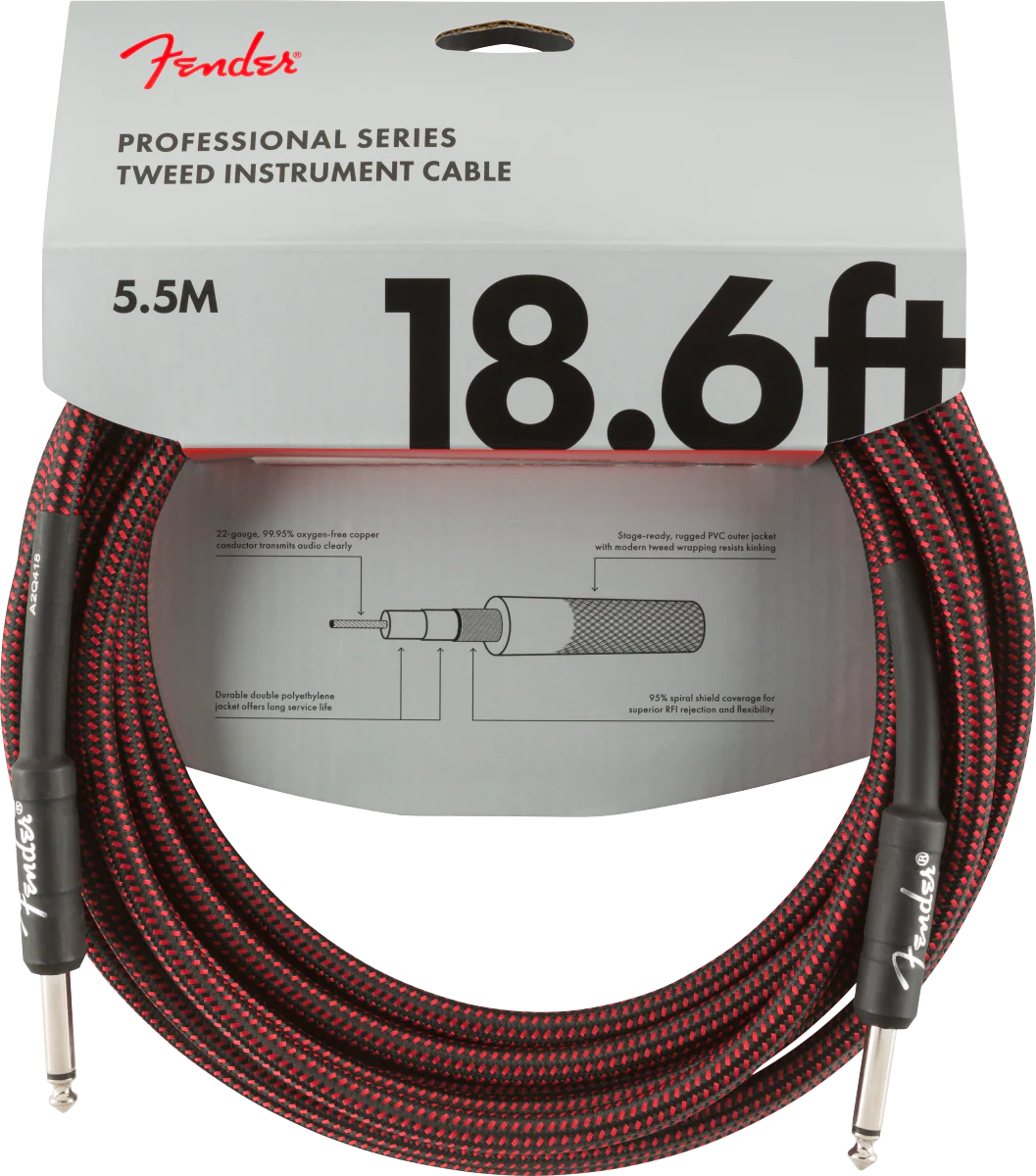 Fender Professional 18.6-ft. Instrument Cable Red Tweed - 990820067