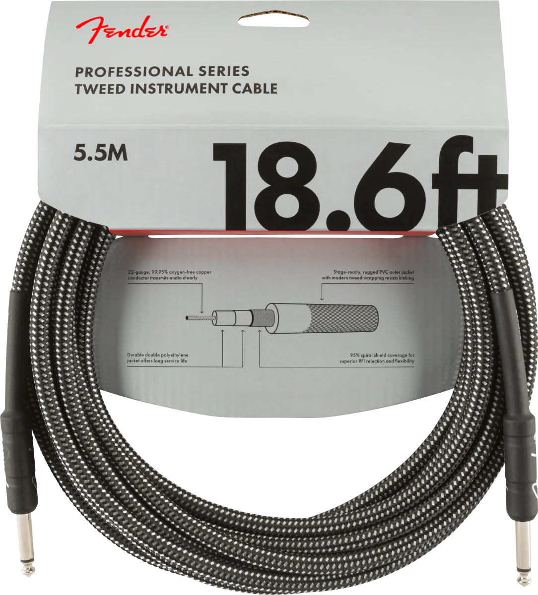 Fender Professional Series Instrument Cable 18.6ft. Gray Tweed