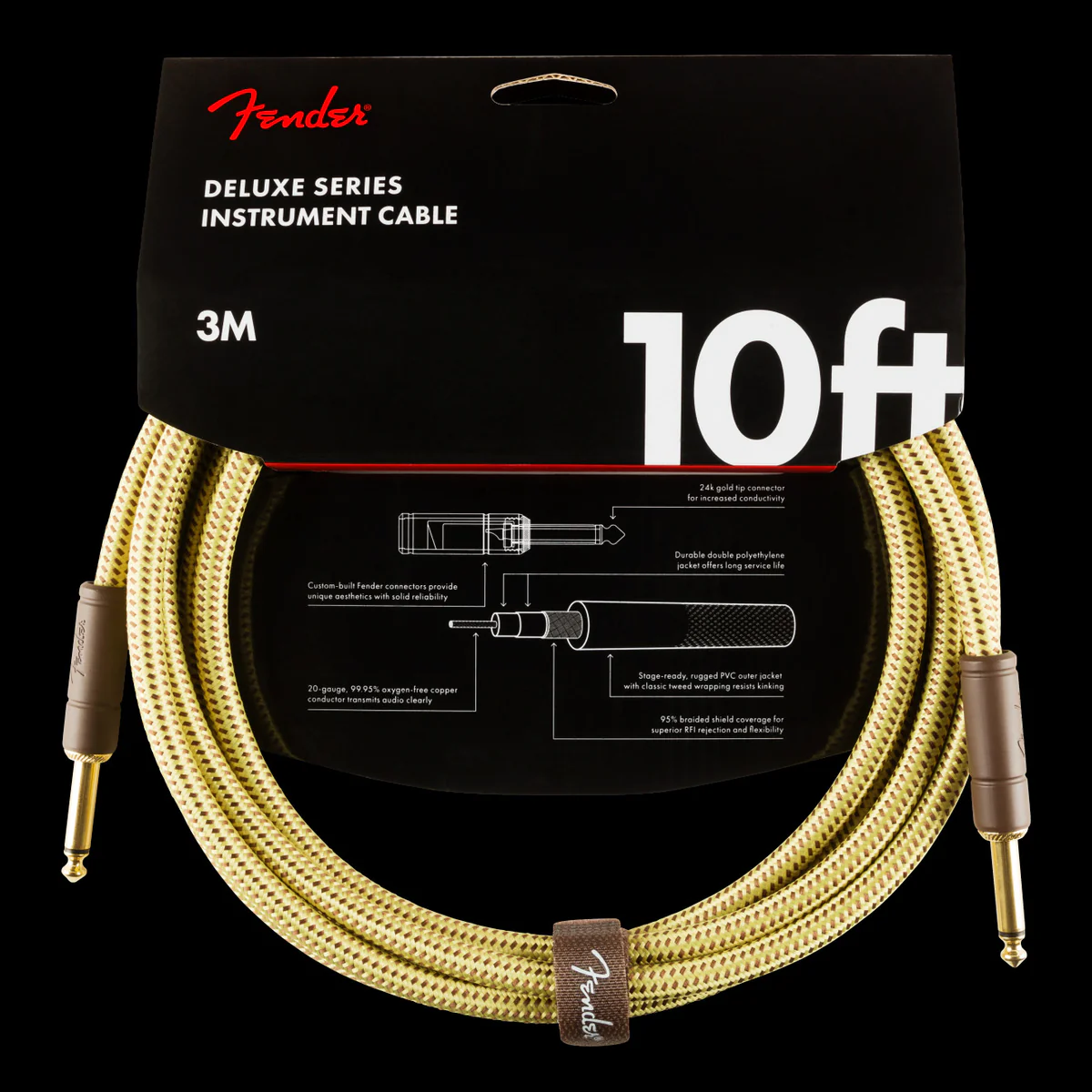 Fender Deluxe 10-ft. Instrument Cable Tweed - 990820089