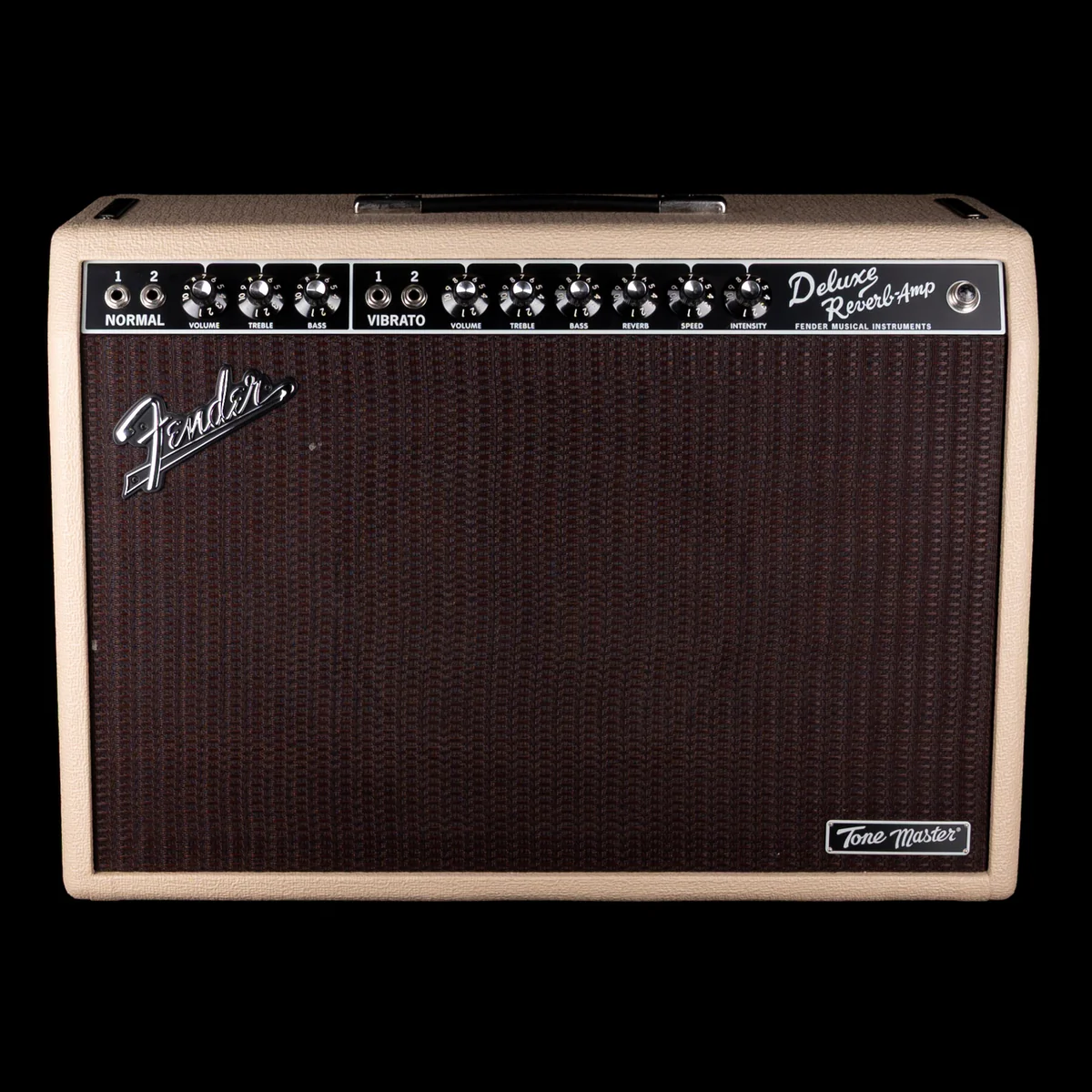 Used Fender Tone Master Deluxe Reverb Blonde Guitar Amp Combo With Cover