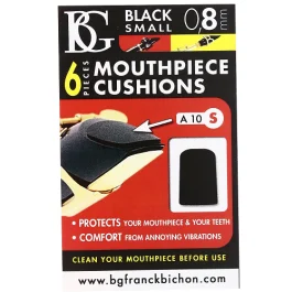 BG FRANCE A10S Small Mouthpiece Cushions 0.8mm Black (set Of 6 Pcs)
