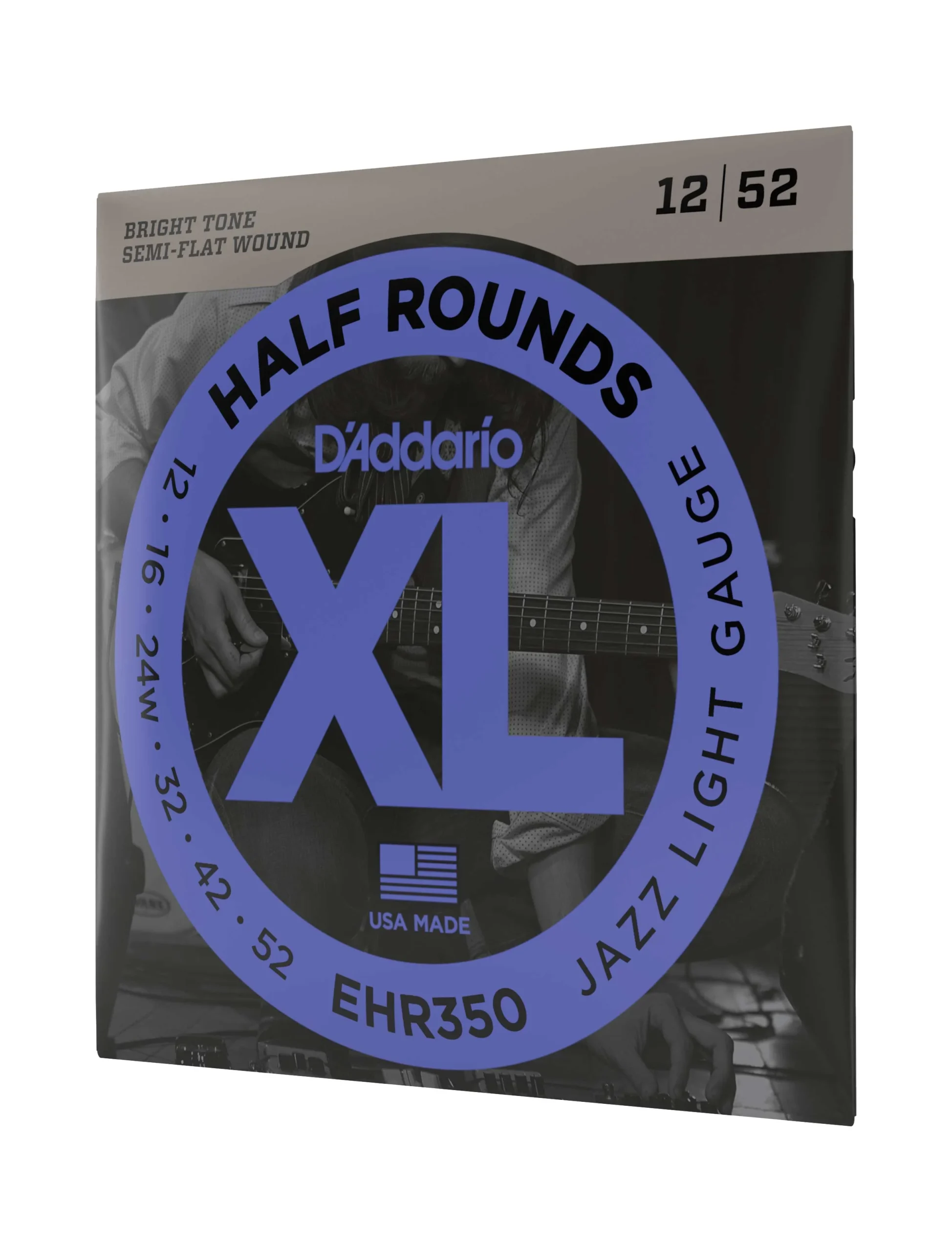 D'Addario EHR350 Half Round Electric Guitar Strings Jazz Light 12-52
