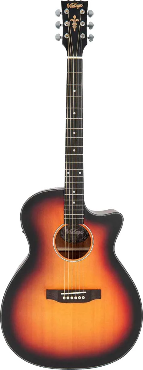 Vintage Stage Series Grand Auditorium Cutaway Electro-Acoustic Guitar Sunburst