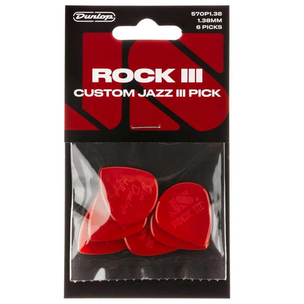 Dunlop Rock III Nylon Custom Jazz III 1.38MM Pack of 6