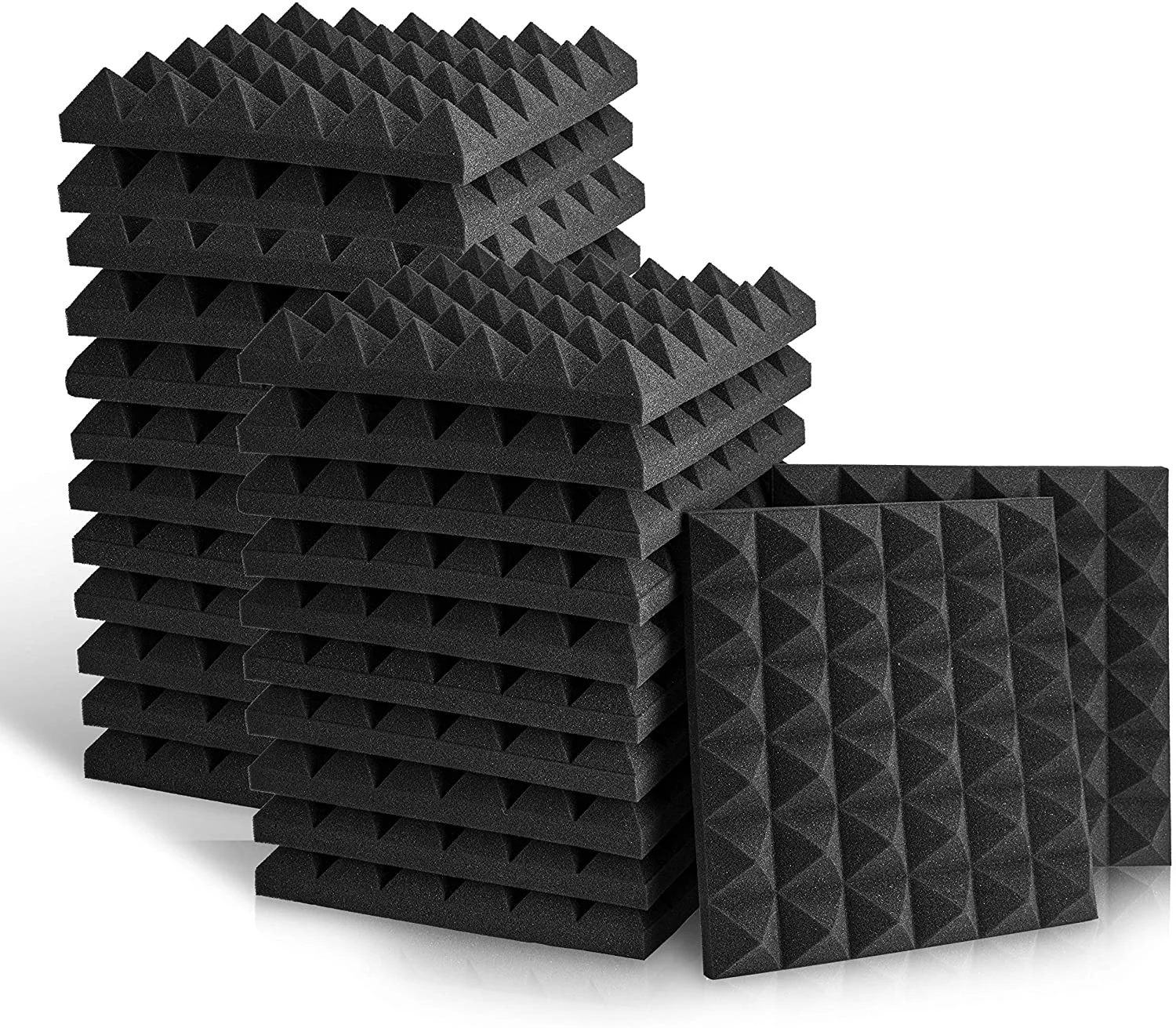 6 Pack of Acoustic Studio Panel Foam Pyramid Wedges 2" X 12" X 12" Sound-Proofing, Sound Absorption