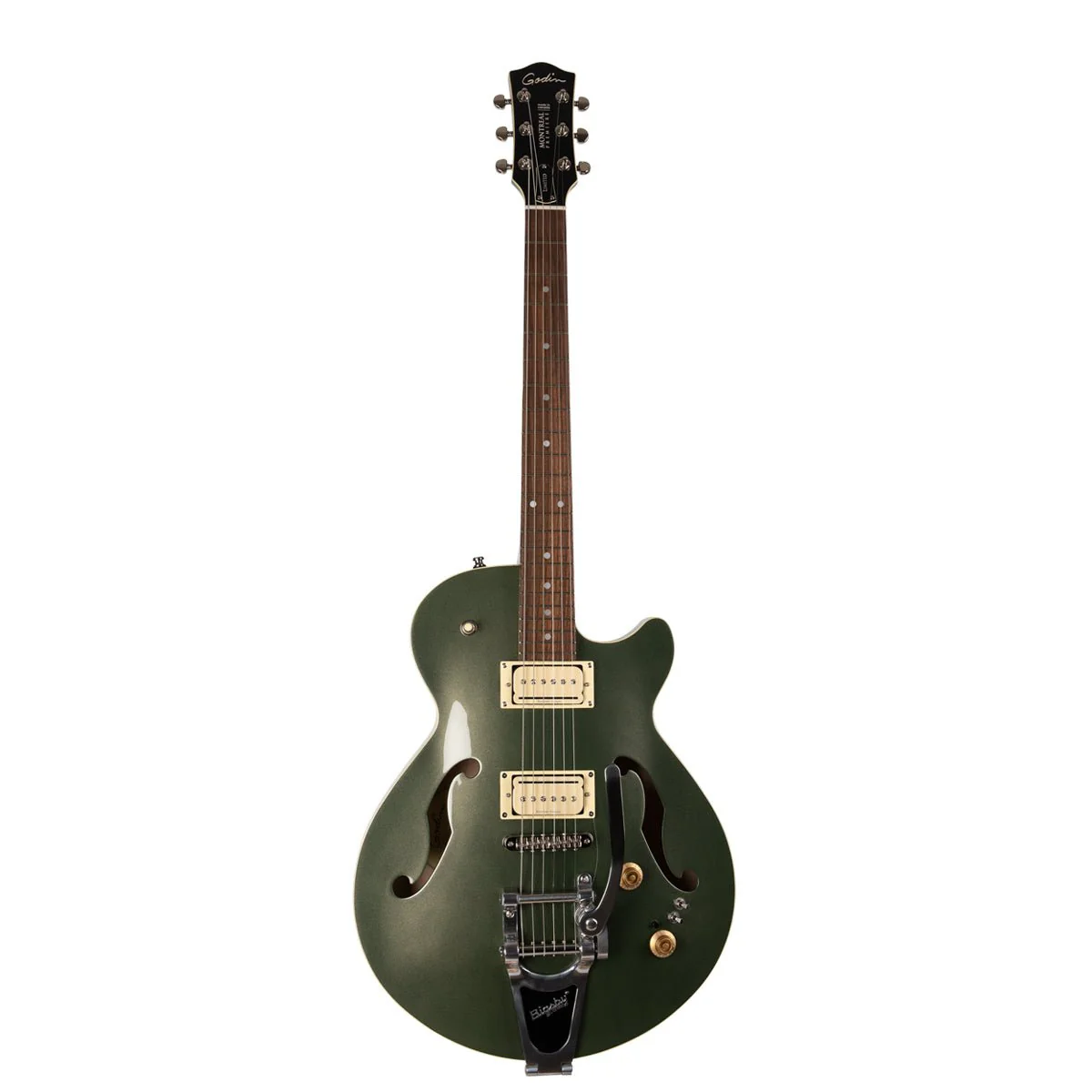 Godin 046881 / 051588 Montreal Premiere LTD Desert Green w/P-Rails & Bigsby MADE In CANADA