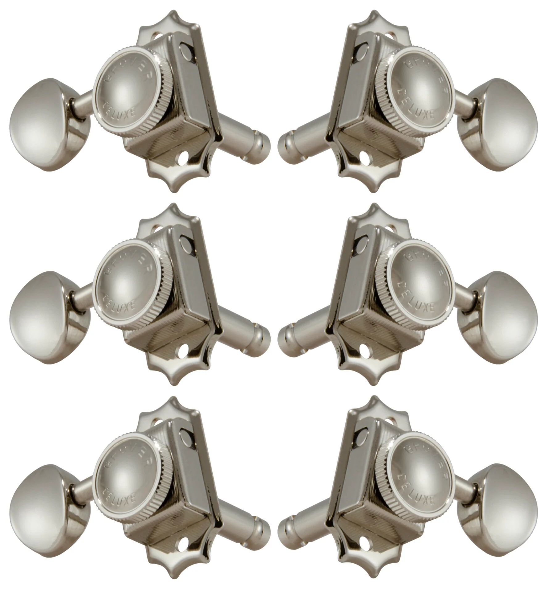 Grover 533N Vintage Locking Rotomatics with Metal Button - Guitar Machine Heads, 3 + 3 - Nickel