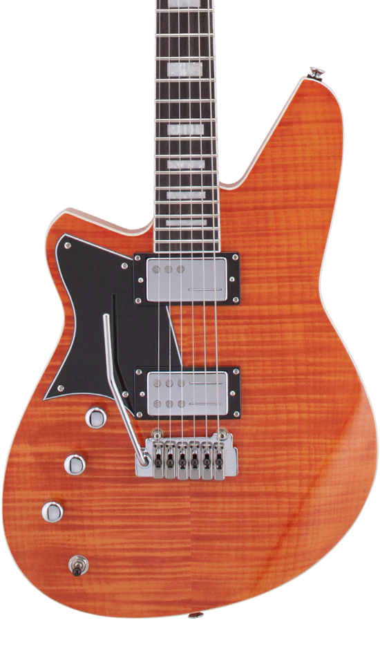Reverend Bayonet RA HC Wilkinson Tremolo Electric Guitar Rock Orange Flame Maple Left-Handed