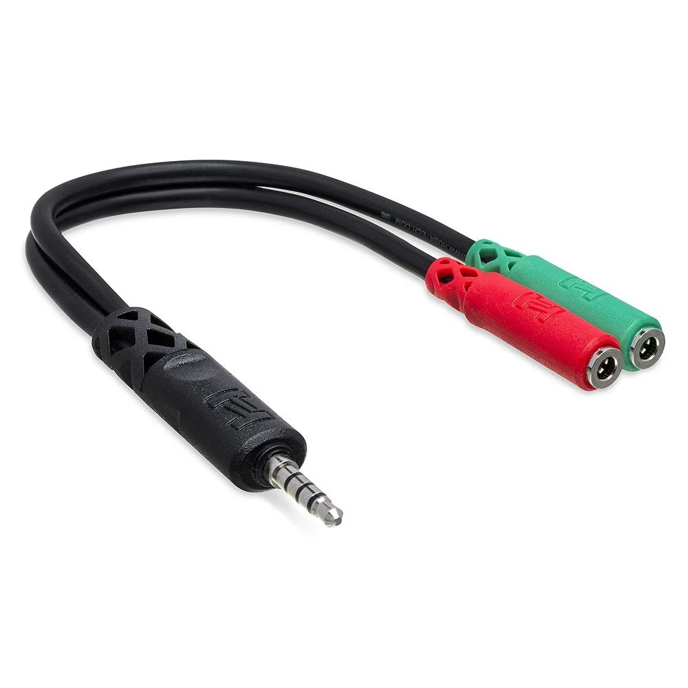 Hosa YMM-108 3.5mm TRRS(M) to Dual 3.5 mm TRS(F) Headset/Mic Breakout Cable