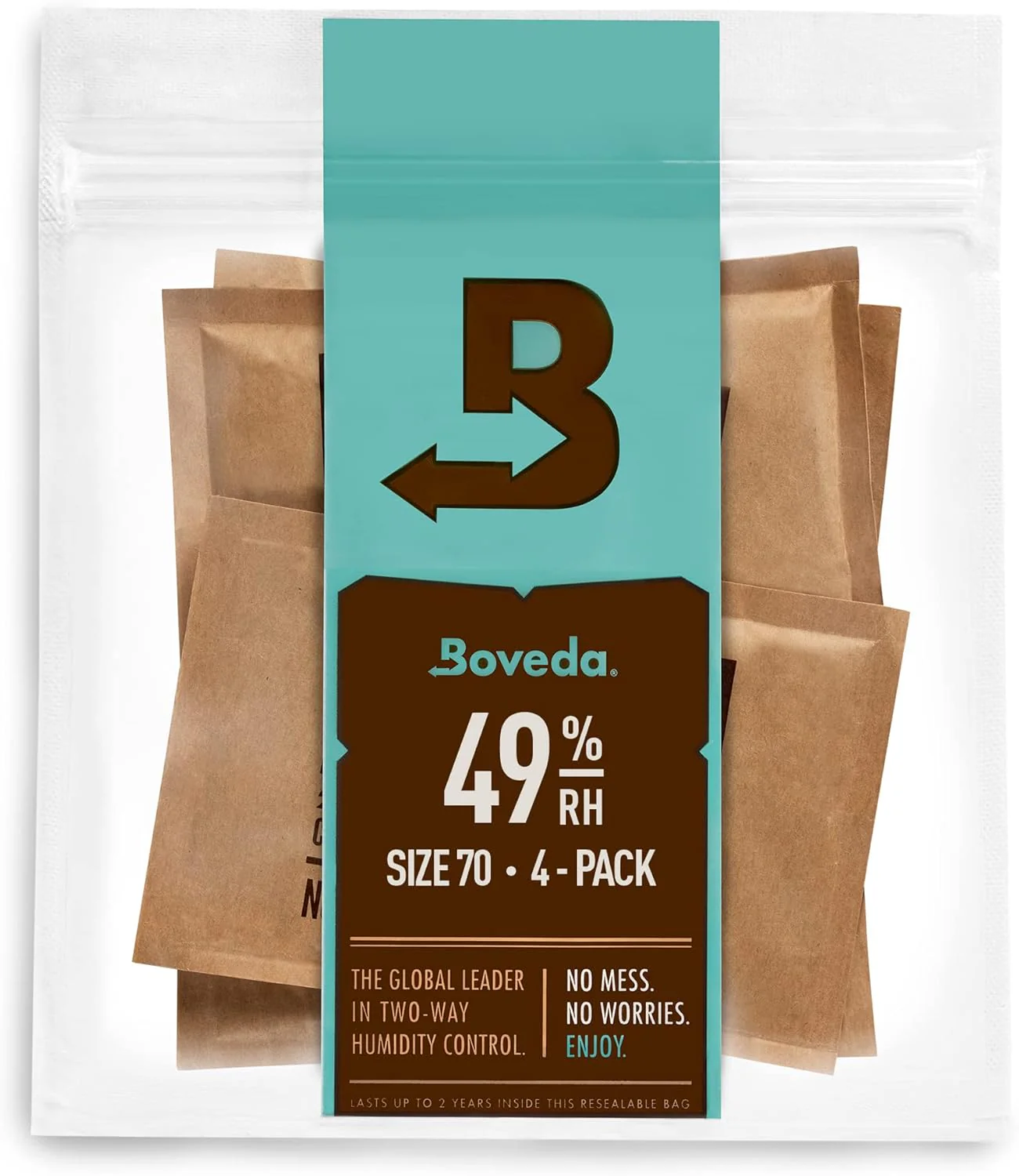 Boveda 70g 49% RH 2-Way Humidity Control Pack - 4 Pieces Individually Wrapped