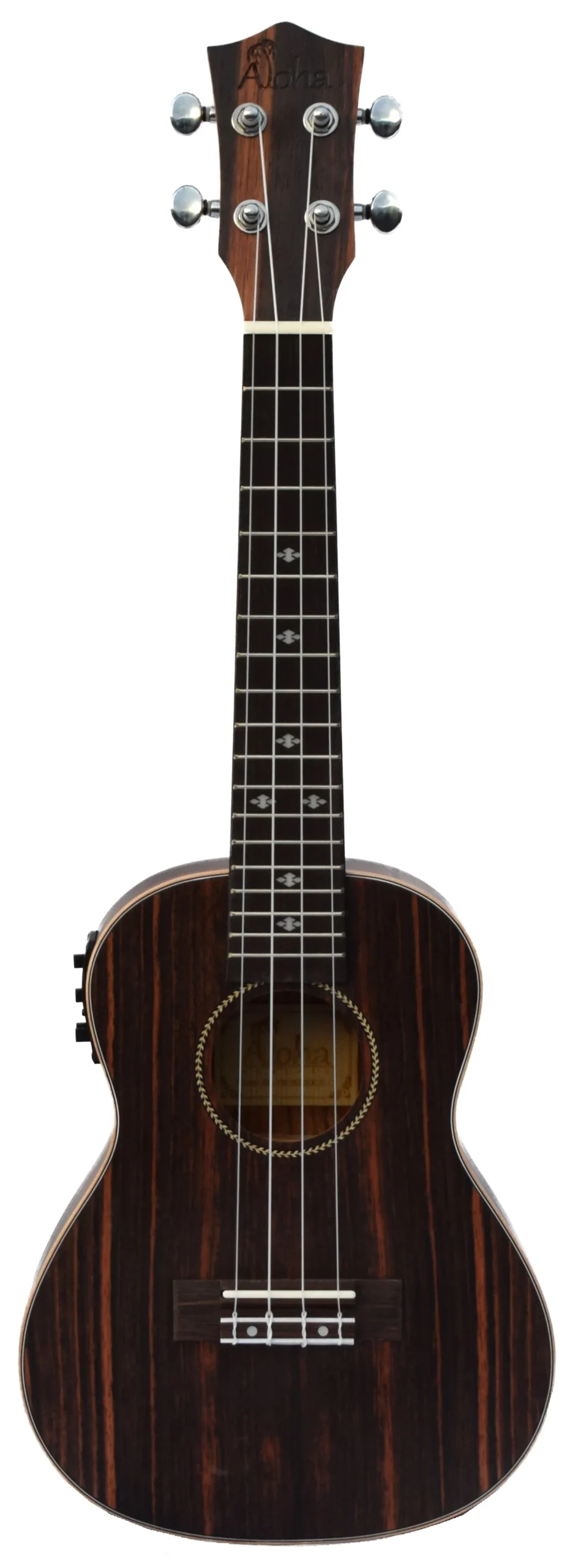 Aloha Ebony Wood Acoustic Electric Ukulele - Concert
