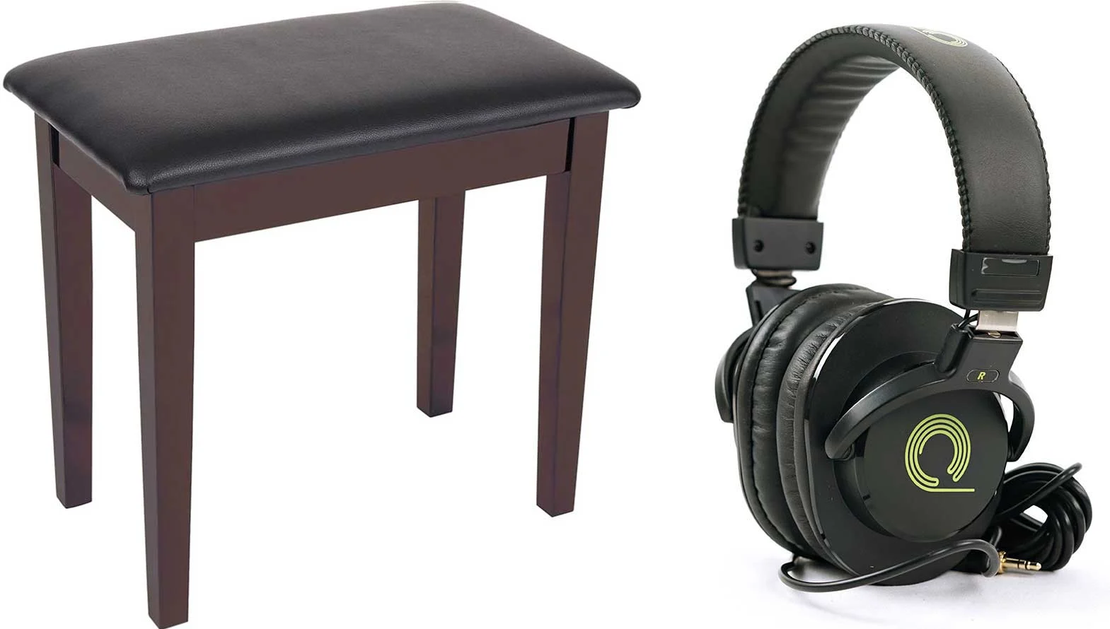 Kinsman KPB01BRN Piano Bench Rosewood and HP-PMH20 Professional Monitoring Headphones