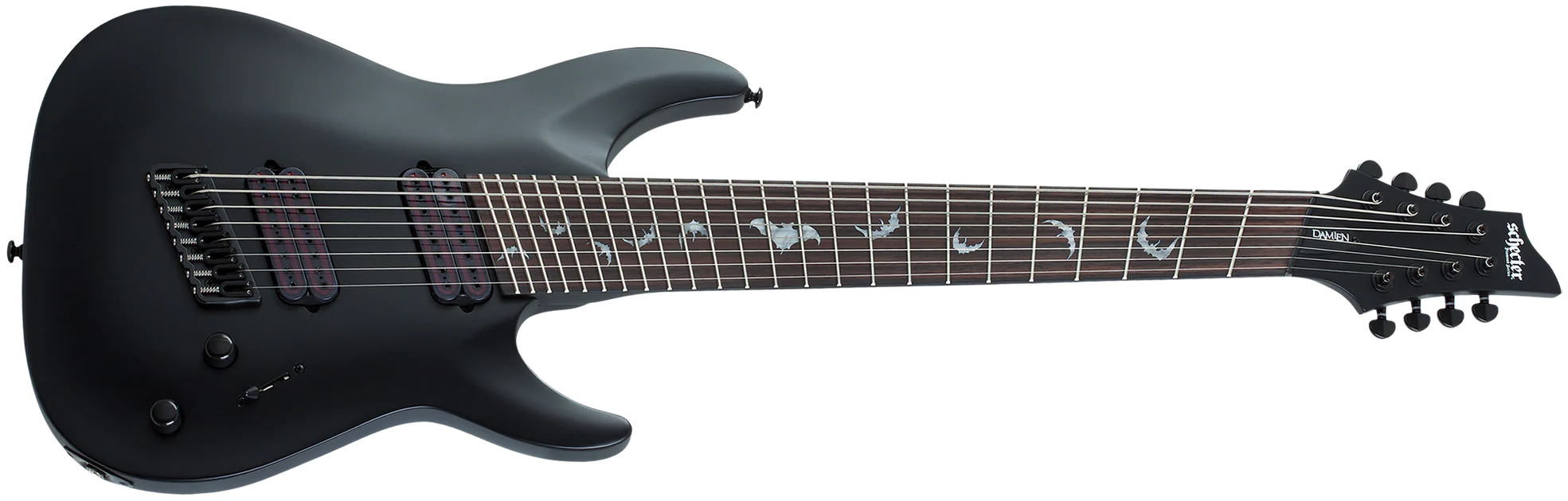 Schecter Damien-8 Multiscale 8-String Electric Guitar, Satin Black 2477-SHC