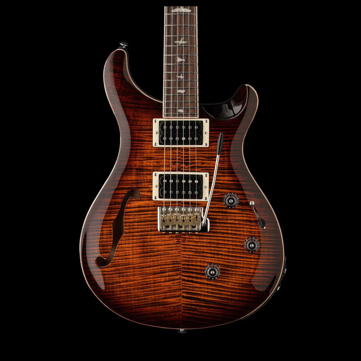 PRS SE Custom 24 Semi-Hollow Piezo Orange Tiger Smokeburst With Gig Bag