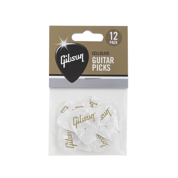 Gibson White Pearloid Medium Standard Pick 12-Pack