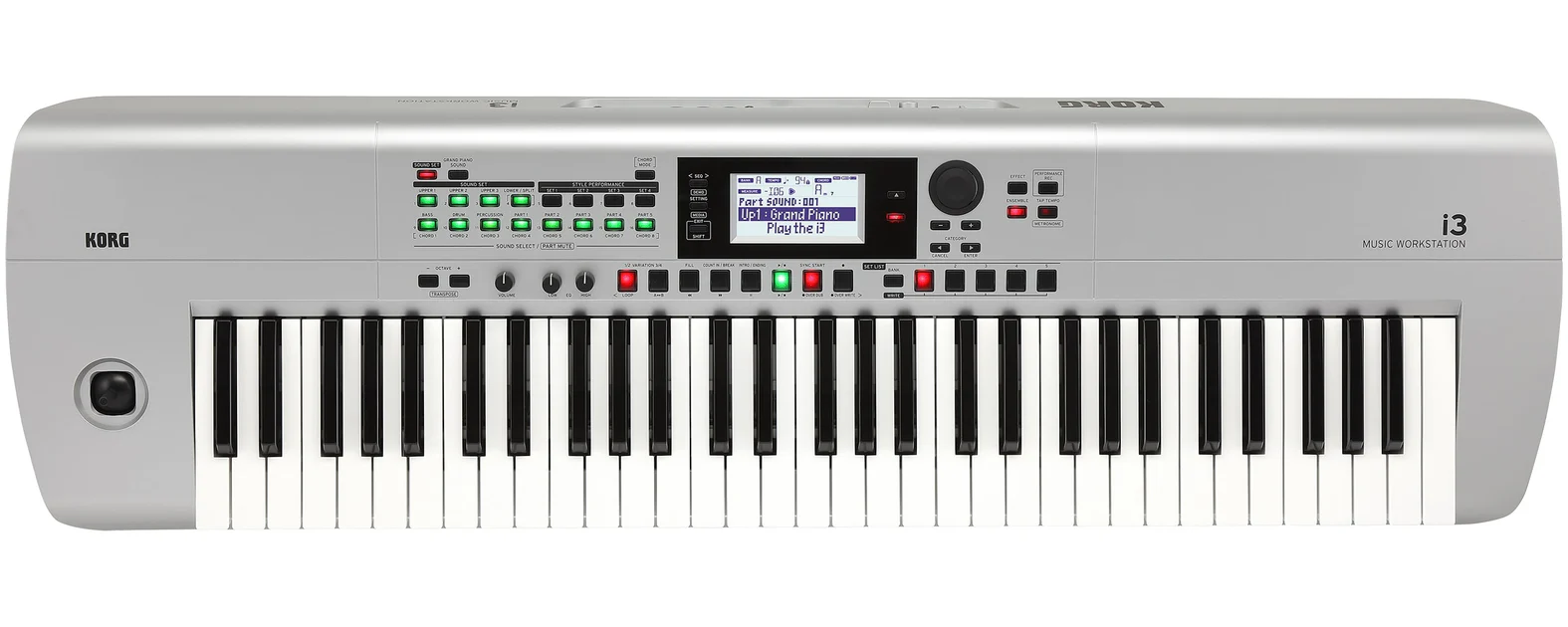 Korg 61-Key Interactive Workstation With Backing Tracks, 64 Note Poly And Sequencer, Silver I3MS