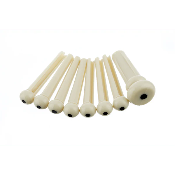 Fender Acoustic Bridge Pin Set, Ivory with Black Dot (7) with Matching End Pin