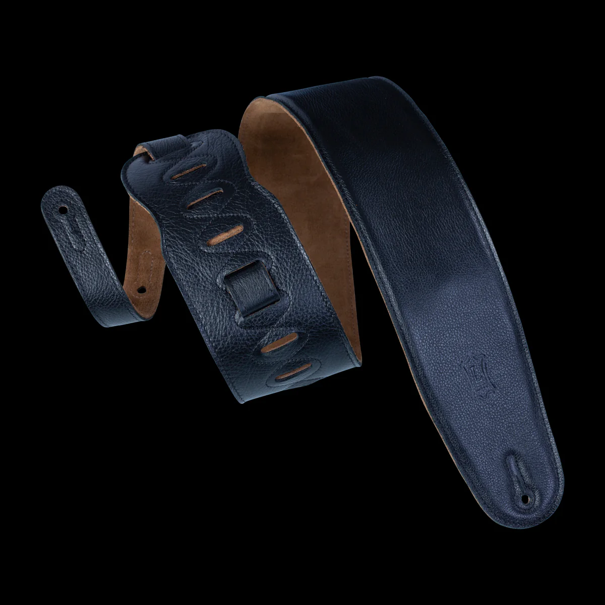 Levy's M4GF-BLK 3 1/2" Wide Black Garment Leather Bass Guitar Strap
