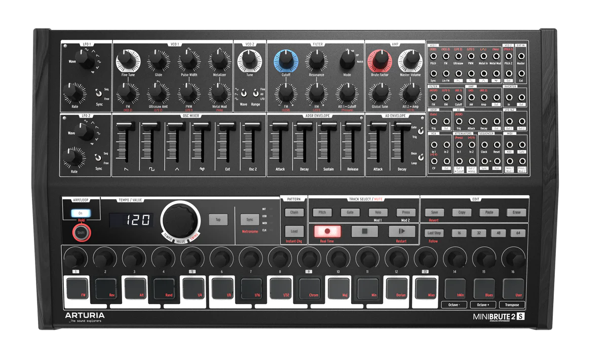Arturia LIMITED EDITION MiniBrute 2S Semi-modular Analog Sequencing Synthesizer MINIBRUTE2SBK