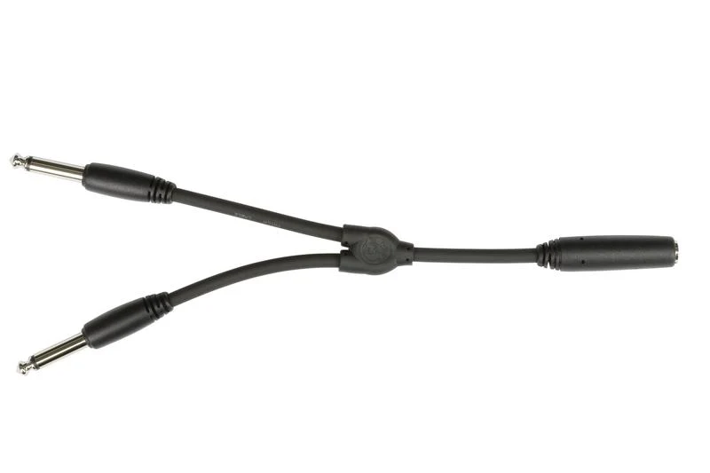 PIG HOG SOLUTIONS PY-M214F - 6" Y CABLE, MONO 1/4"(F)-DUAL MONO 1/4"(M)