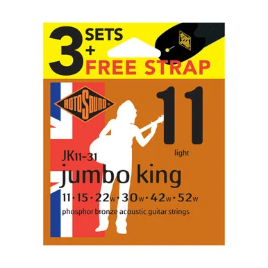 Rotosound JK11-31 Jumbo King, Light, 11-52 - Triple Pack w/Free Strap