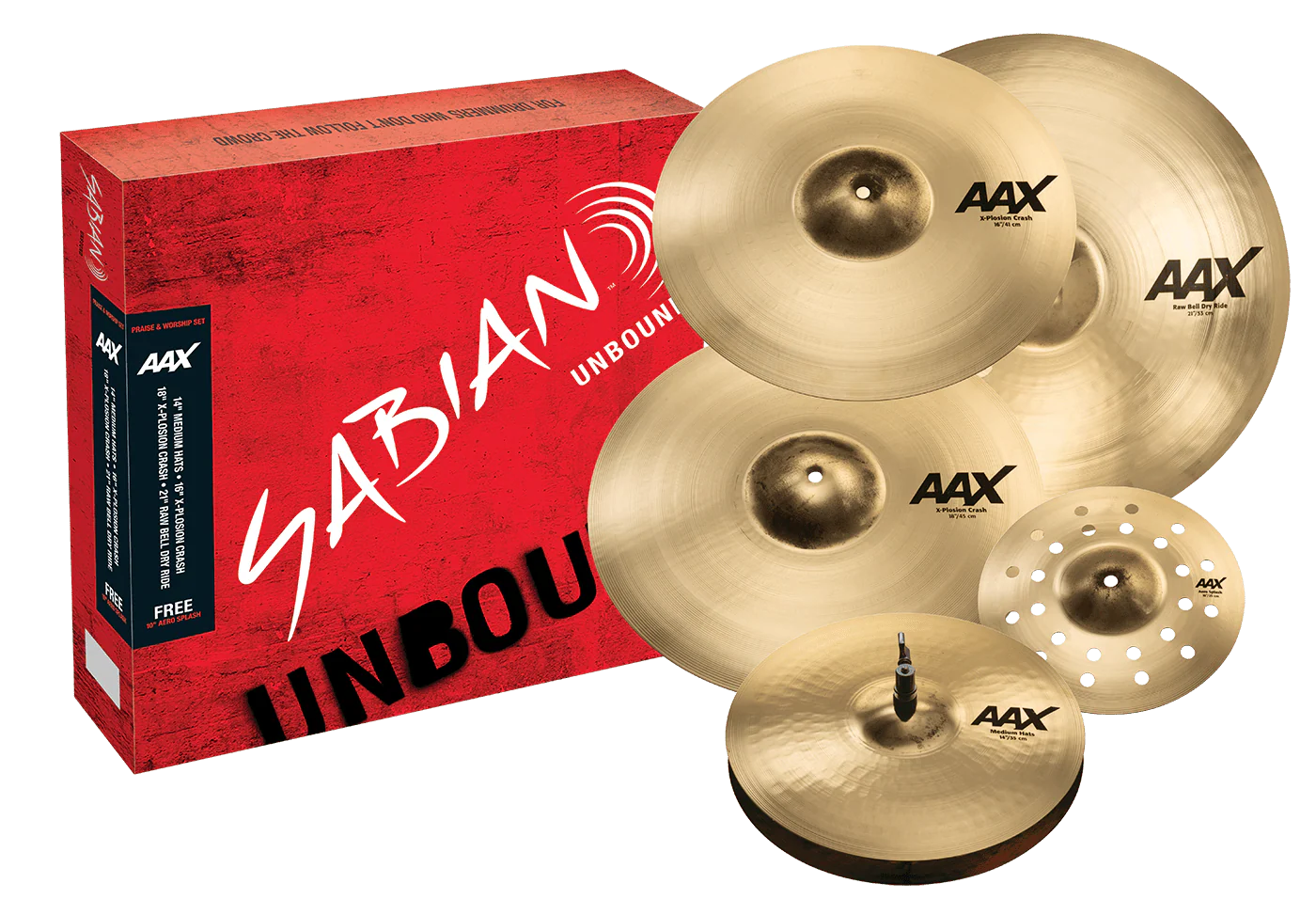 SABIAN 25005XC-PWB AAX Praise and Worship Set 5-Pack Cymbal Package Brilliant Finish Made In Canada