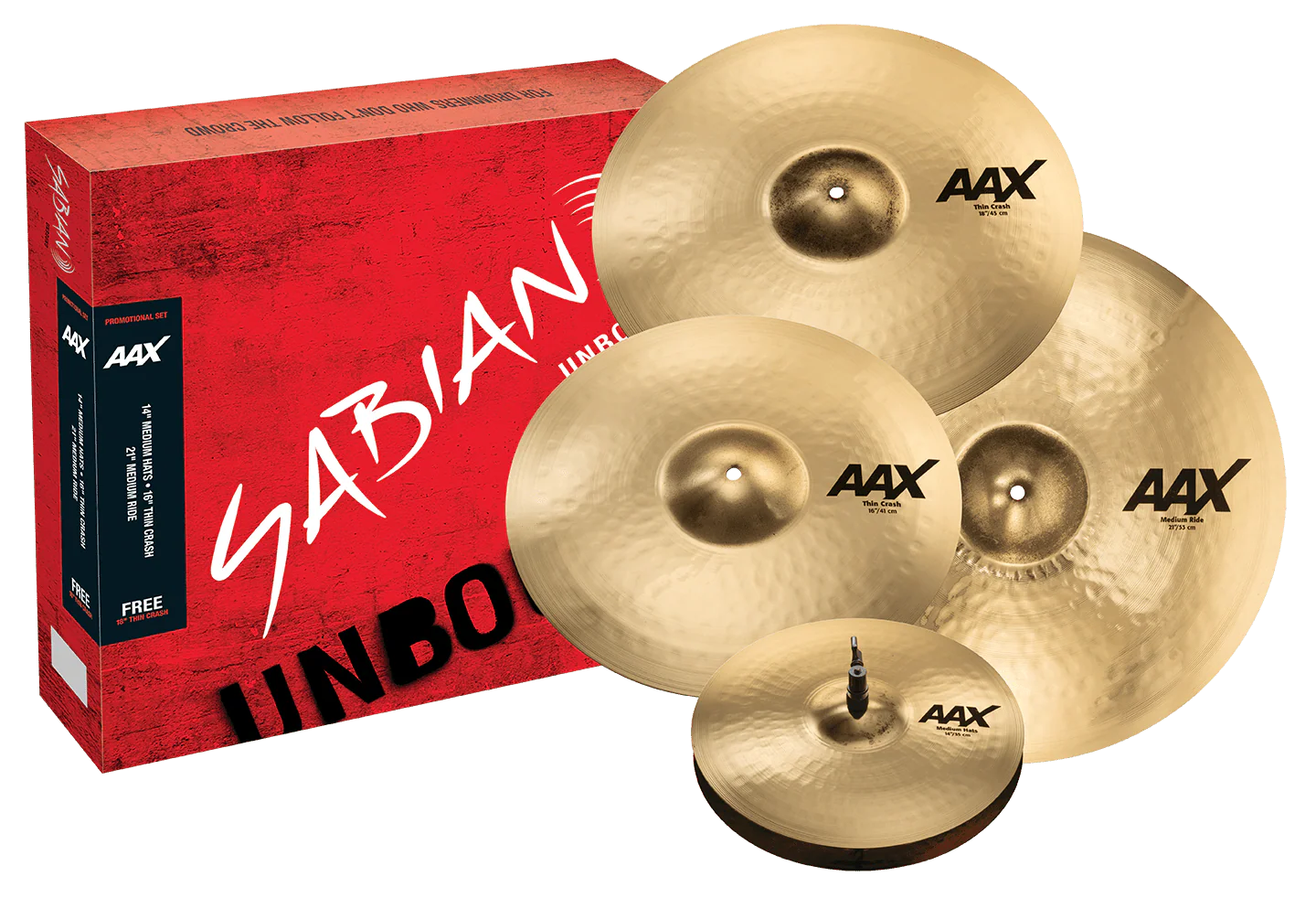 SABIAN 25005XCPB AAX Promotional Set Cymbal Package 4-Pack Brilliant Finish Made In Canada