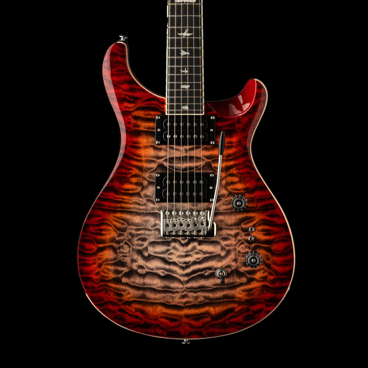 PRS SE Custom 24-08 Quilt Charcoal Cherry Burst With Gig Bag