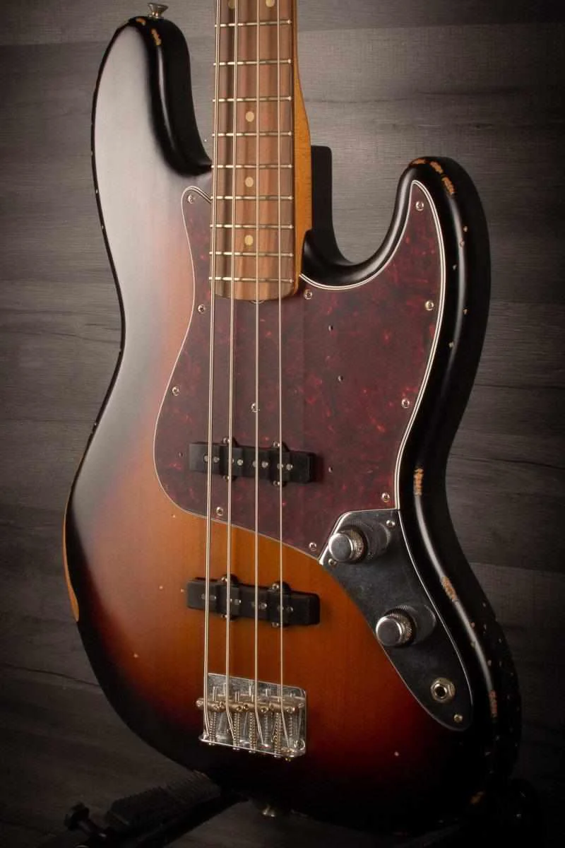 Fender 60th Anniversary Road Worn '60s Jazz Bass Guitar, 3-Tone Sunburst