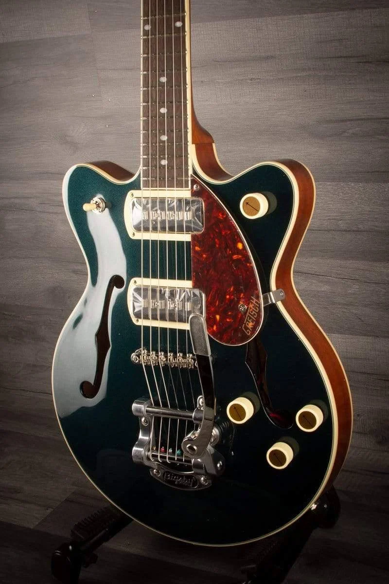 Gretsch - G2655T-P90 Streamliner™ Center Block Jr. Double-Cut P90 with Bigsby, Laurel Fingerboard, Two-Tone Midnight Sapphire and Vintage Mahogany Stain