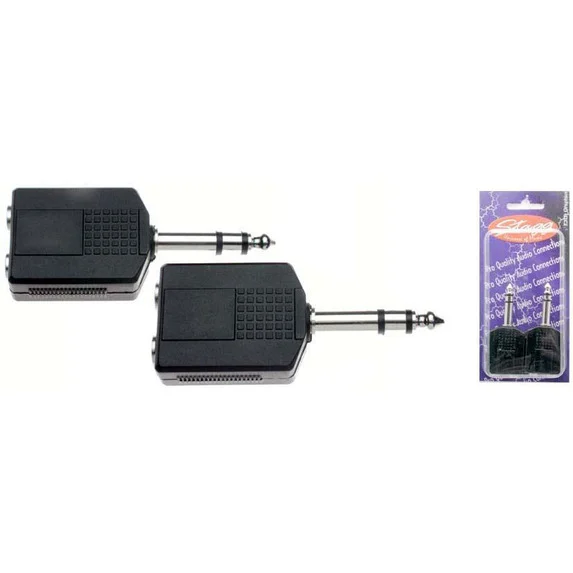 Pack of Two 1/4" Stereo Plug to 2 x 1/4" Stereo Sockets
