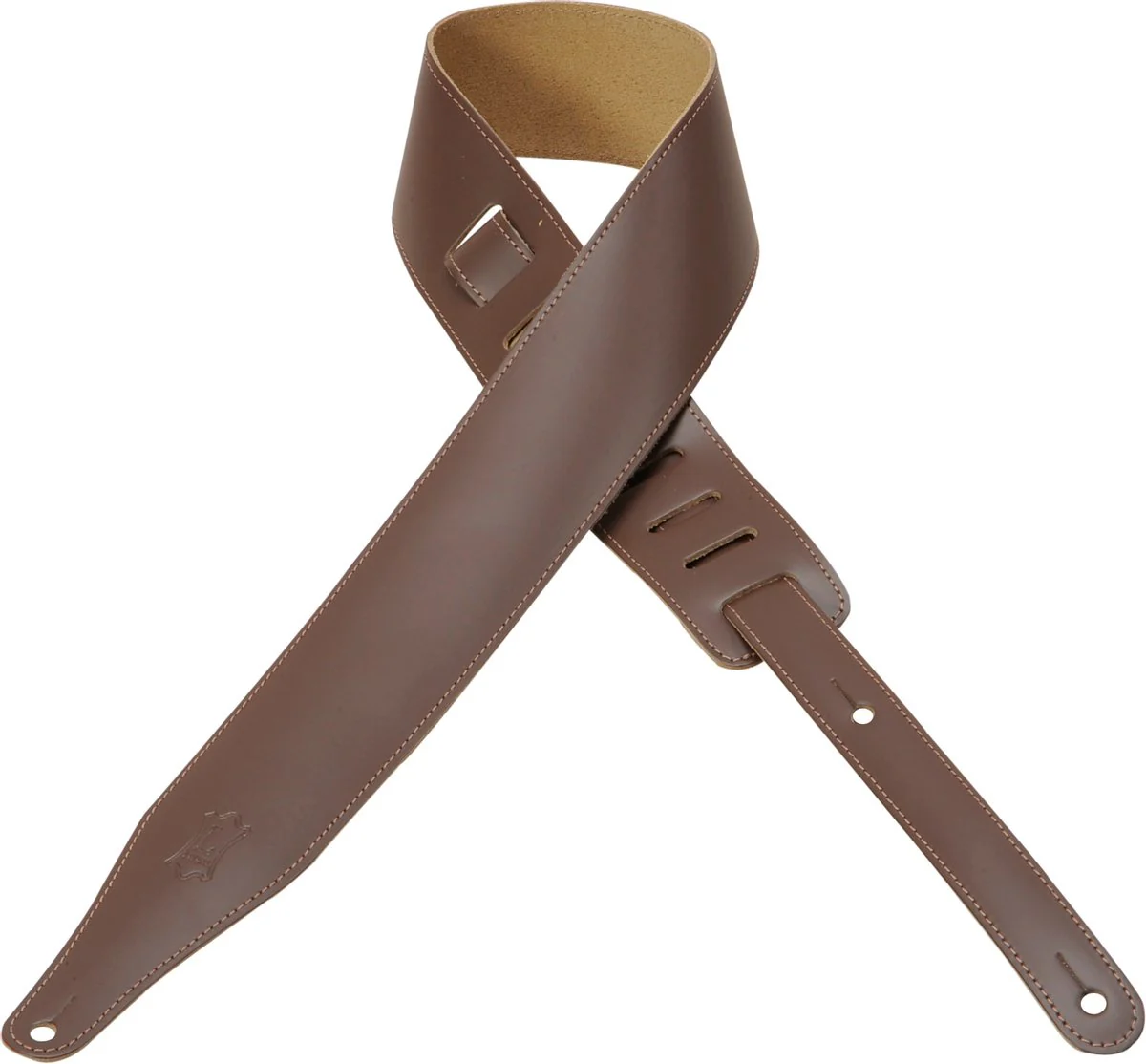 Levy's DM17-BRN 2 1/2" Wide Brown Genuine Leather Guitar Strap